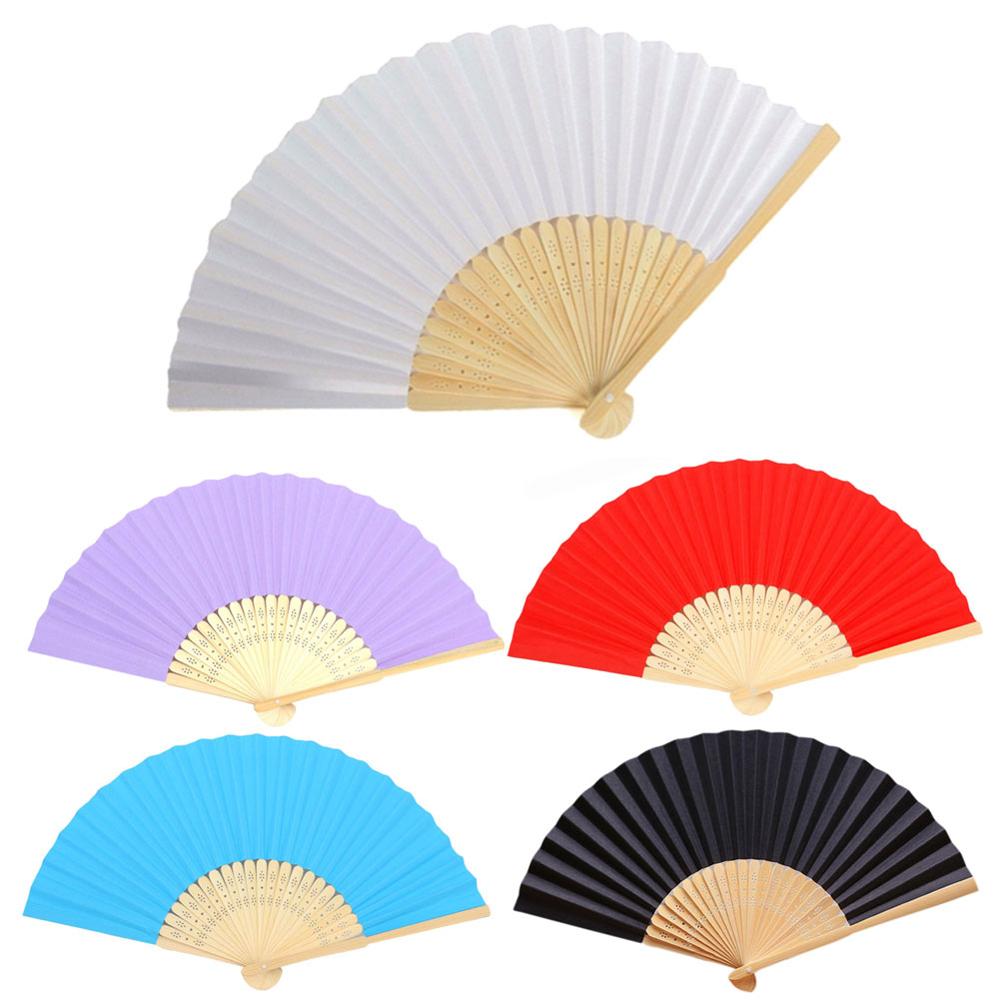 Blank White DIY Paper Wooden Bamboo Folding Fan Hand Fan for Practice Calligraphy Painting Drawing Wedding Party Ornaments