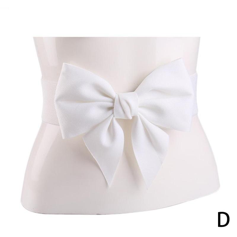 Ceinture élastique large à nœud papillon pour femme, accessoire de décoration pour robe: WHITE