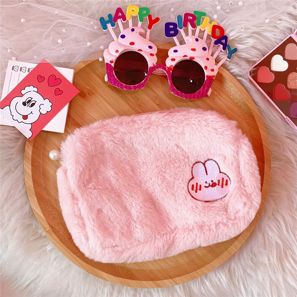 Flanelle mignon Animal cosmétique étui filles maquillage femmes voyage cosmétique support corée cordon sac sacs de rangement