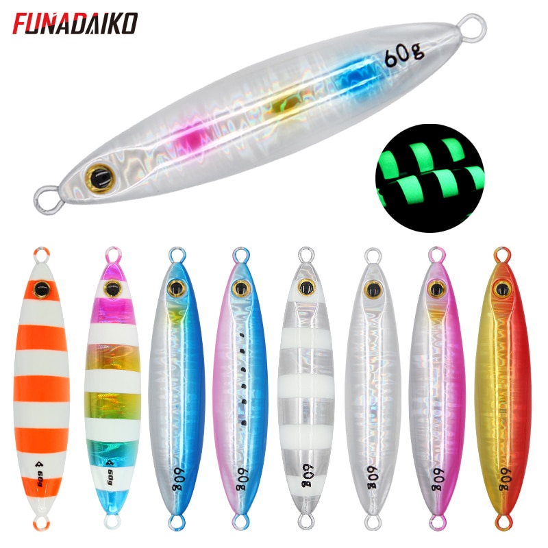 FUNADAIKO Shore Cast Jigs Metal Slow Jig Cast jig 30g 40g 60g Artificial Bait Shore Fishing Sea Bass Metal lure Angler