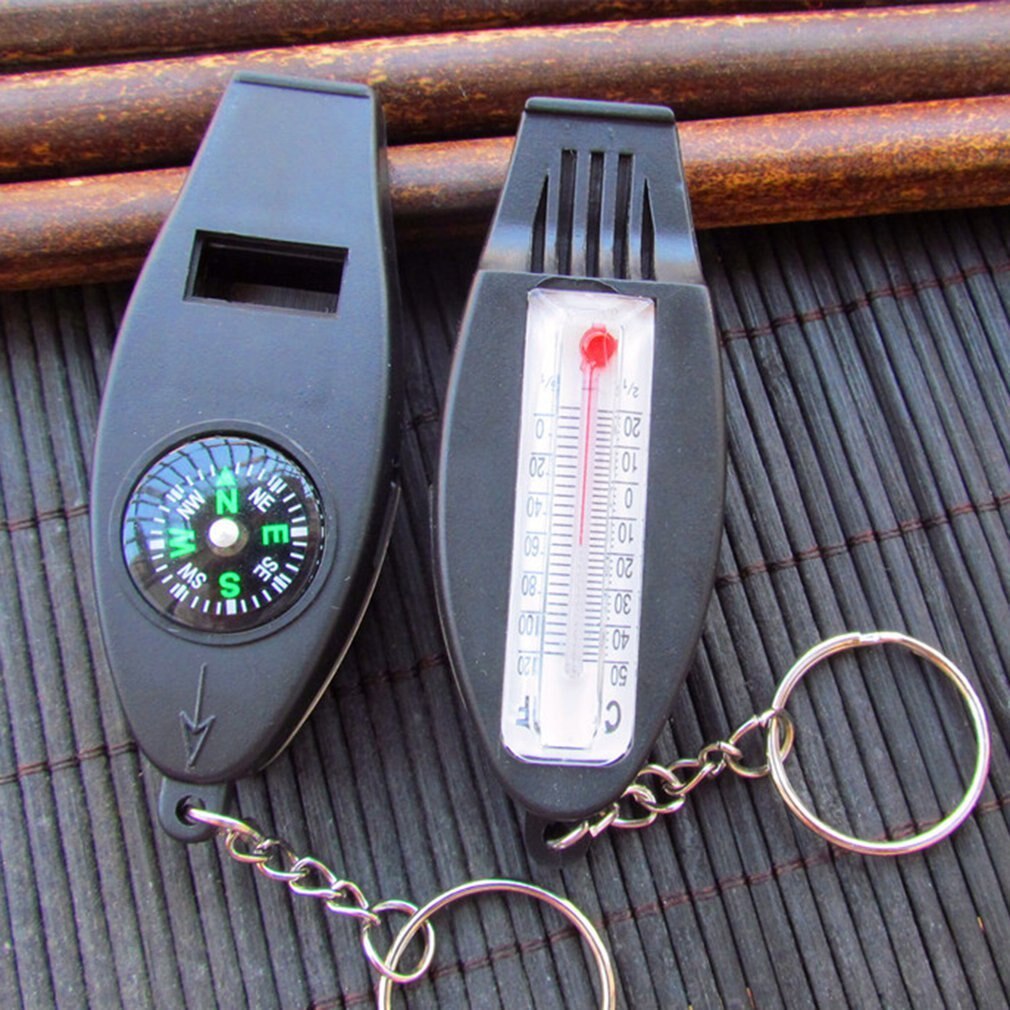 4-In-1 Fluitje Met Kompas Vergrootglas Thermometer Multifunctionele Outdoor Camping Wandelen Fluitje Survival Tool