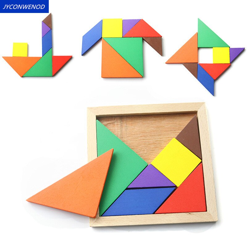 Houten Tangram Puzzel Boord Multicolour Hout Geometrische Vorm Puzzel Creatieve Interactive Learning Speelgoed voor Kinderen