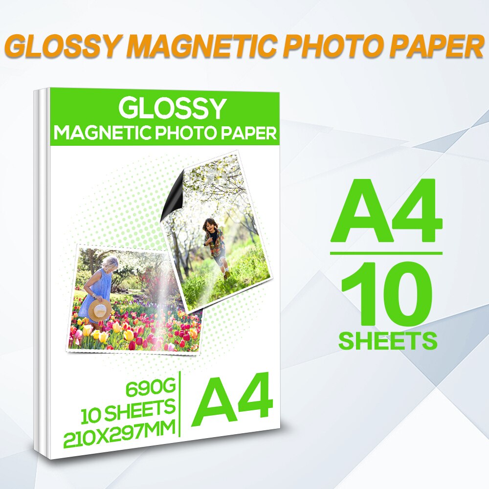 Labelwell 10Sheets A4 Magnetic Photo Paper Matte Adhesive paper for Inkjet printer DIY Fridge Magnets Magnetic inkjet Sticker: 10sheet Glossy paper