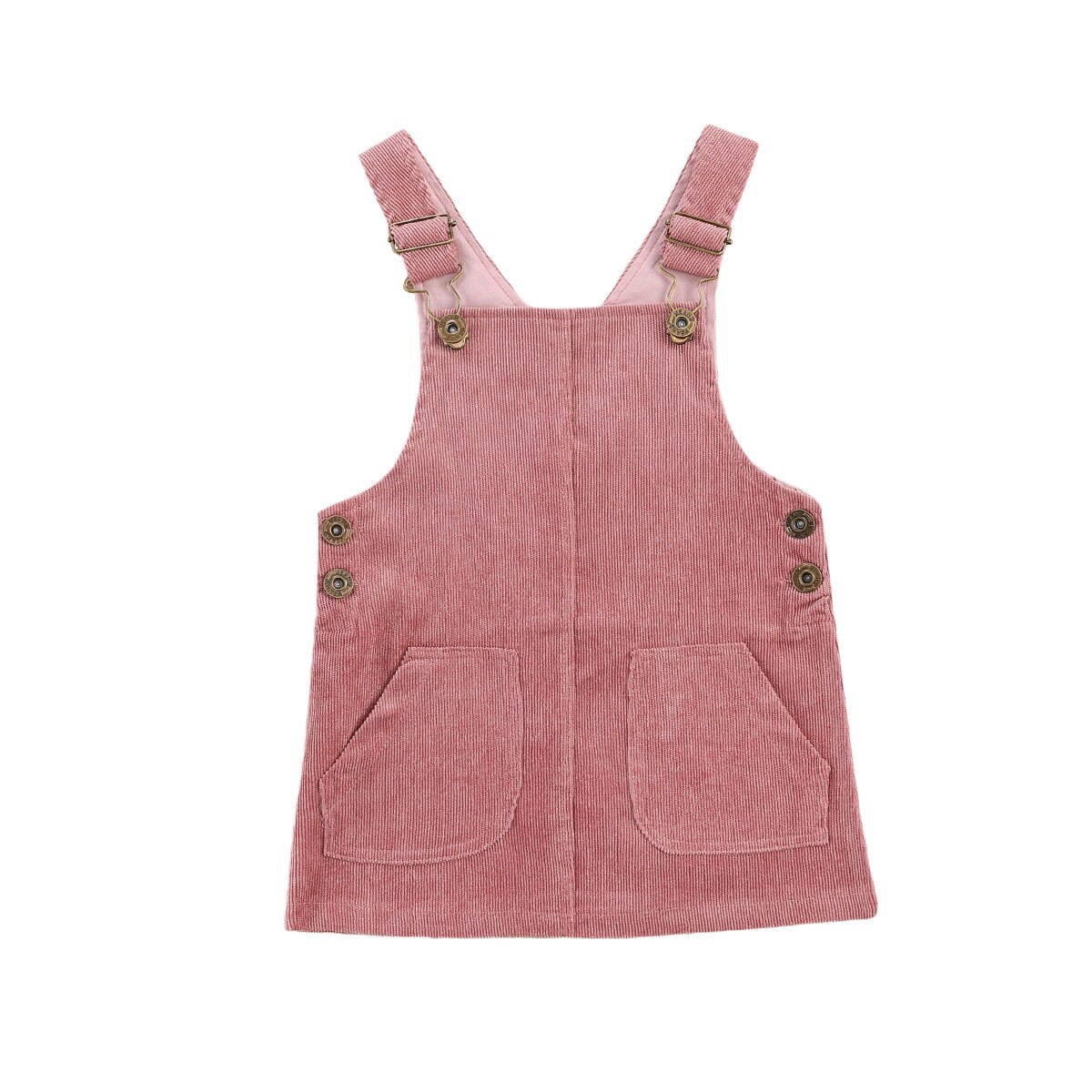 0-3Y enfant en bas âge bébé filles Vintage robe velours côtelé salopette automne solide couleur poches bouton bretelles bavoir enfants robe tenue: VIOLET / 12M