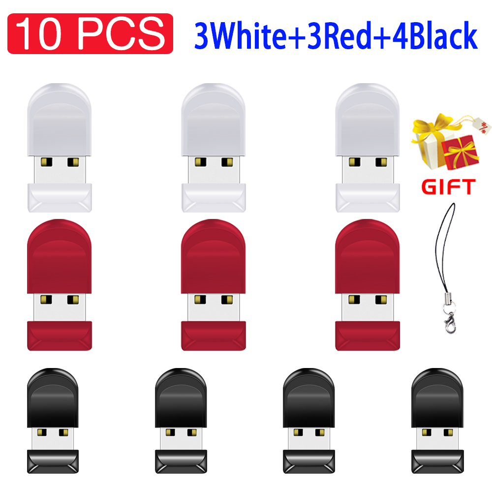 10 PCS/LOT Mini High-speed High capacity USB Flash Drives 64GB Pen Drive 32GB Memory Stick 16GB U Disk Red: green / 4GB