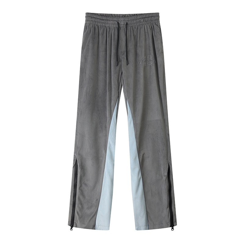 Farbe Block Seite Reißverschluss Samt lässig Hosen Männer und Frauen Patchwork knapp Strass Hosen Kordelzug Velours Spur Hosen