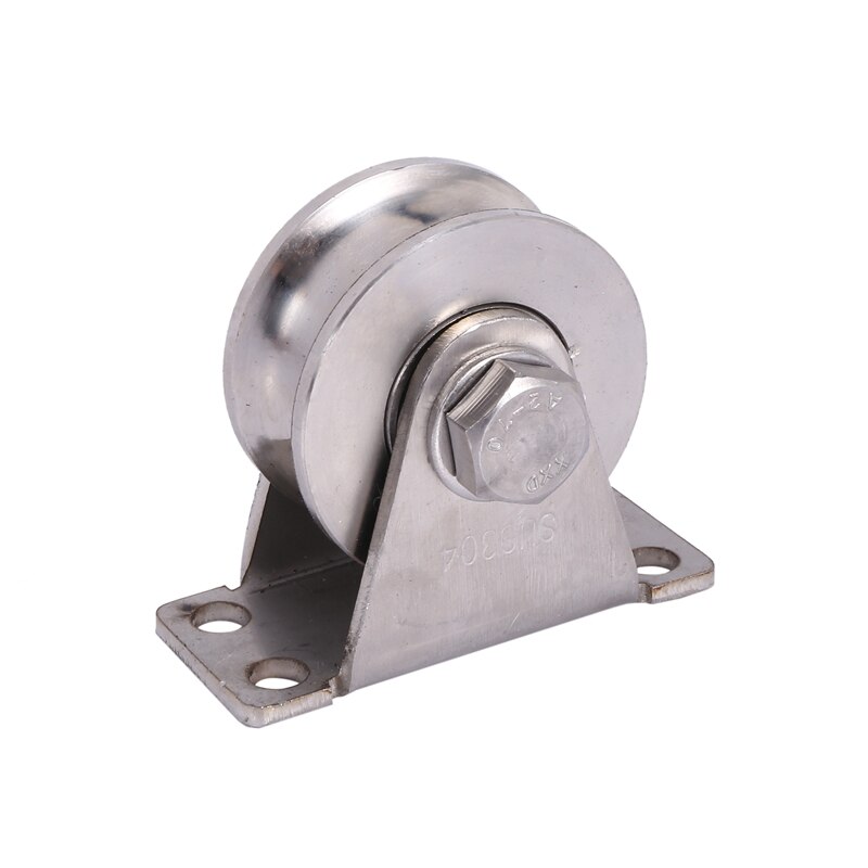 1Pack U-Type Stainless Steel Pulley Block Mute Bearings Groove Sliding Roller Track Wheel