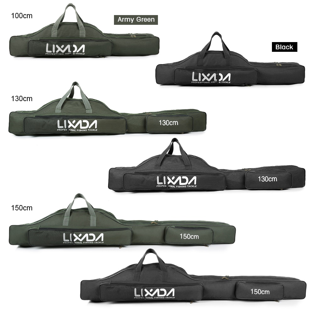 Lixada Fishing Bag 100/130/150cm Portable Oxford Cloth Fishing Rod Bag Cover Fishing Tackle Storage Tools Carry Backpack Travel