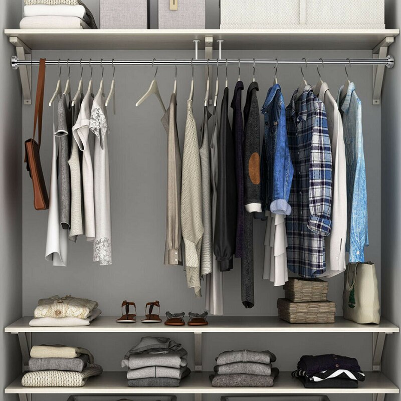 Uitschuifbare Douchegordijn Rvs Telescopische Staaf Staaf Vastklemmen Staaf Zonder Boren