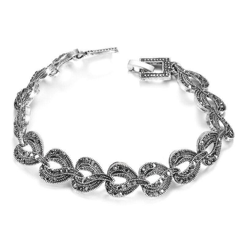 Kinel Boho Charme Helle Schwarz Kristall Armbinde Für Frauen Antike Tibetanische Silber Wenig Wasser Verknüpfung Armbänder Jahrgang-Schmuck: Ursprünglich Titel