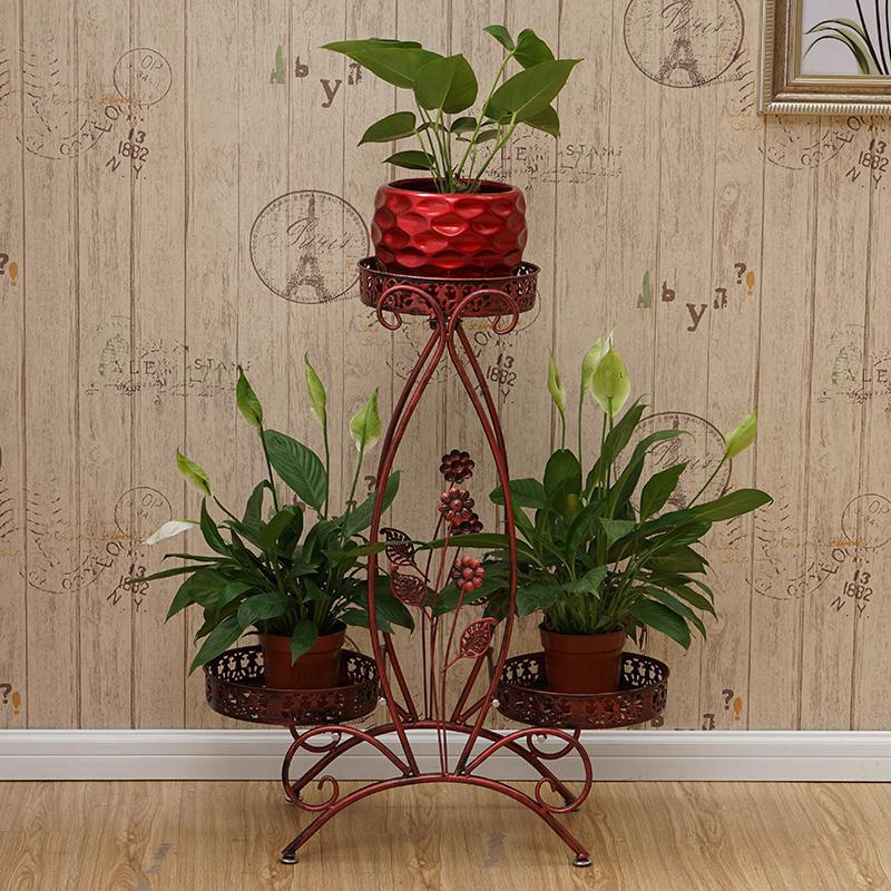European green multi-layer iron flower stand hanging orchid indoor art wheel stand floor flower pot stand succulent flower: Boom  Clap  9