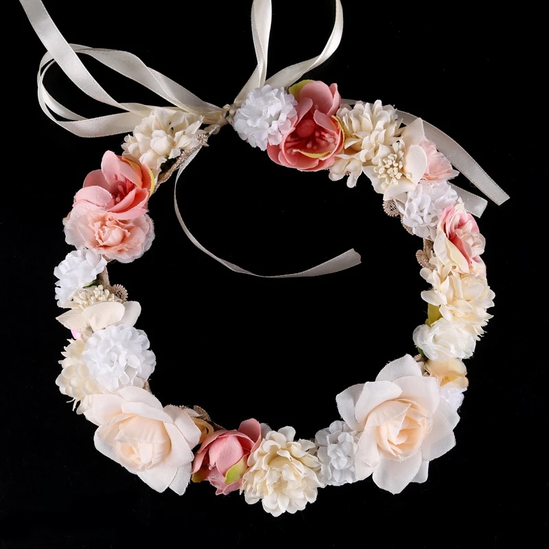 Boho Style Flower Headbands for Women Girls Floral Garland Wreath Tiaras Wedding Crown Hair Accessories Headpieces Jewelry