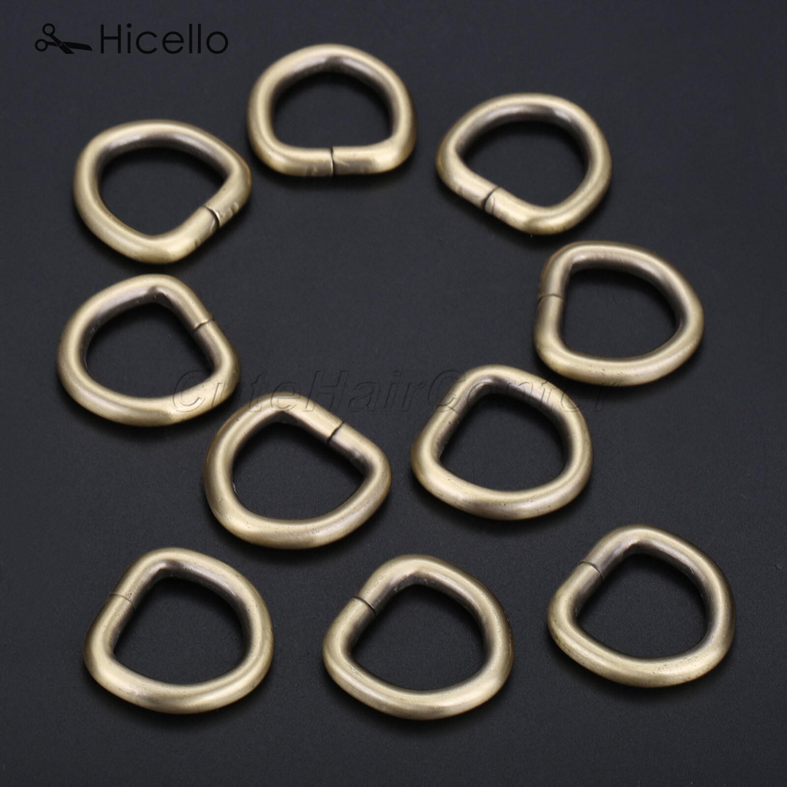 10pcs D Ring Metal Buckle Dee Clasp 20mm 25mm 38mm Gold Silver Black Bronze DIY Belt Strap Chain Luggage Leather Bag Hicello: Bronze 20mm