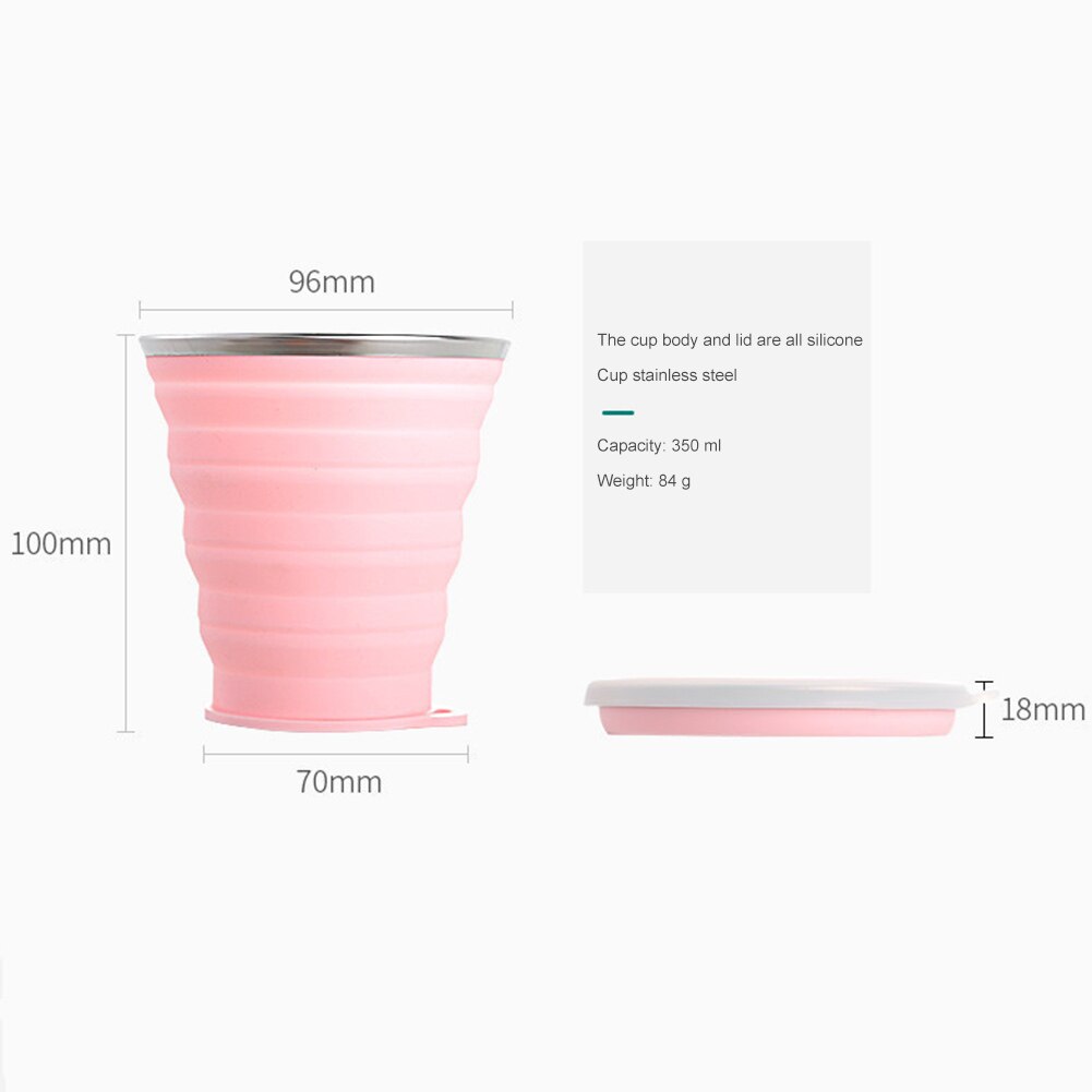 350ML Folding Silicone Cup Portable Silicone Telescopic Drinking Collapsible Cup Multi-function Foldable Silica Mug