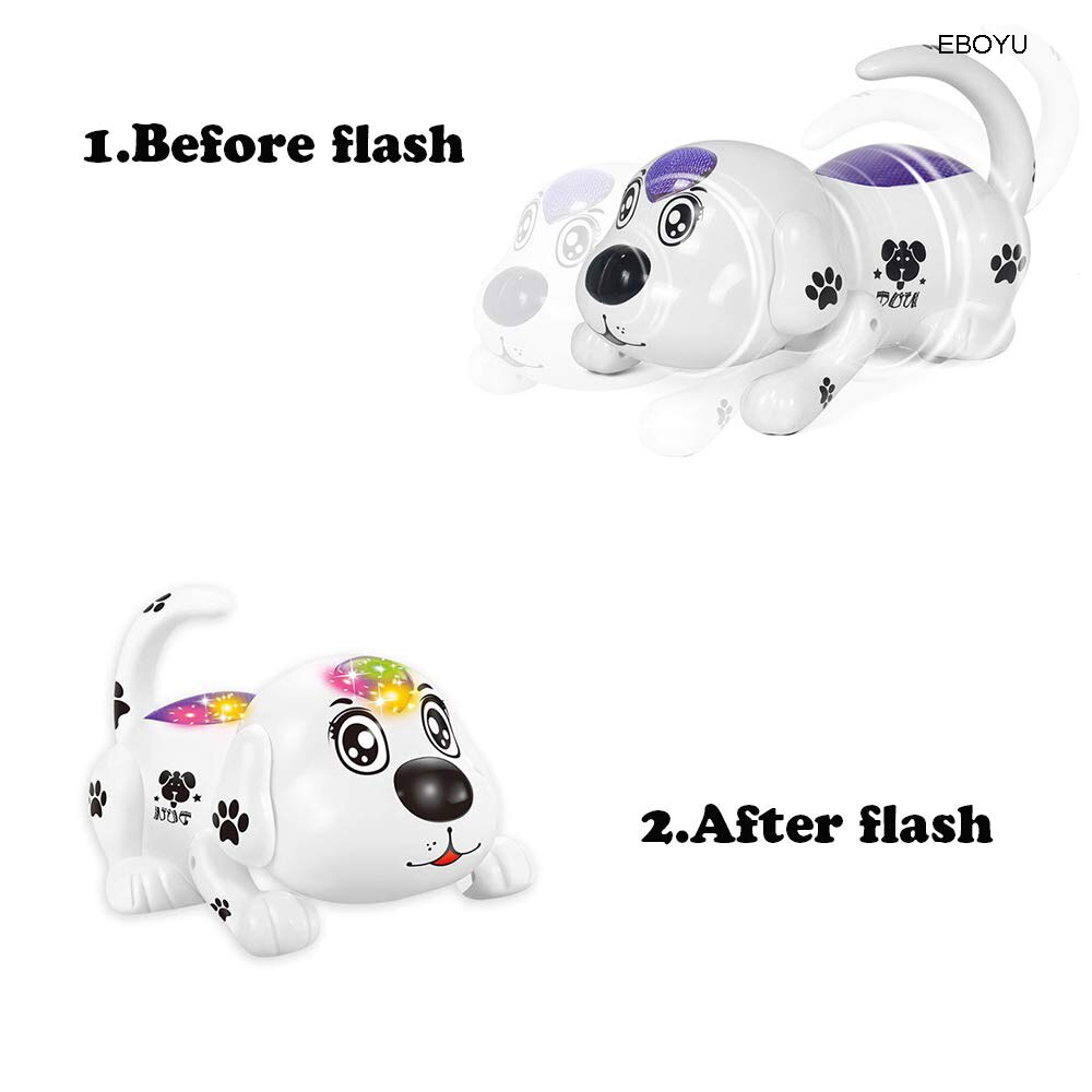 Eboyu robot valp elektronisk smart husdjur tumla musik leksak krypa tumla leksak lysande hund