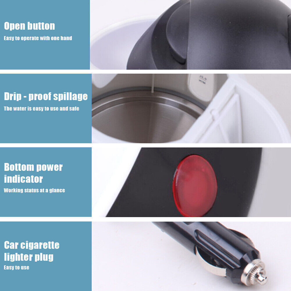 1000 ml- bils elkedel bil lastbil vandvarmer 250 w 12/24 v kaffekedel hurtigkogende til kaffe te drikkevarer til rejser hjem