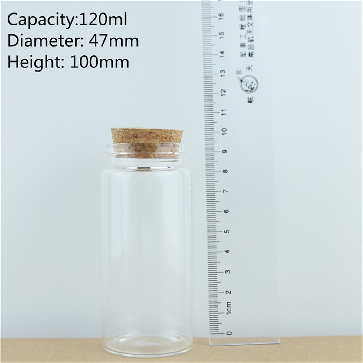 24PCS/lot 47mm Diameter Cork Glass Bottles Spice Jars Candy Storage Jars Vials Stopper Transparent Glass Bottle DIY Container