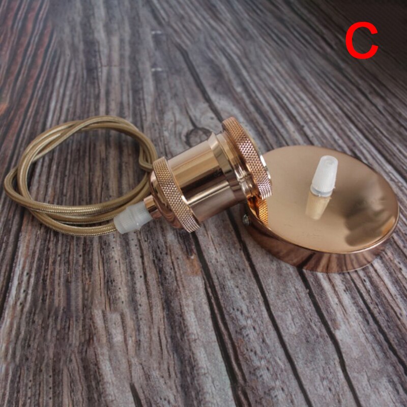 1PC E27 Vintage Lamp Ceiling Light Fitting Pendant Lamp Bulb Holder Base Metal Iron Lamp Holder with Wire 1.2M: C