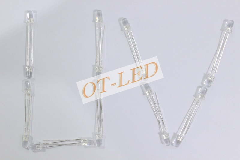 100 pcs 5mm Ultraviolet 395nm 400nm UV LED Diode Light Emitting Lamp 5mm UVLED (Ultra Violet Paars 5mm Ronde Water Clear Lens)