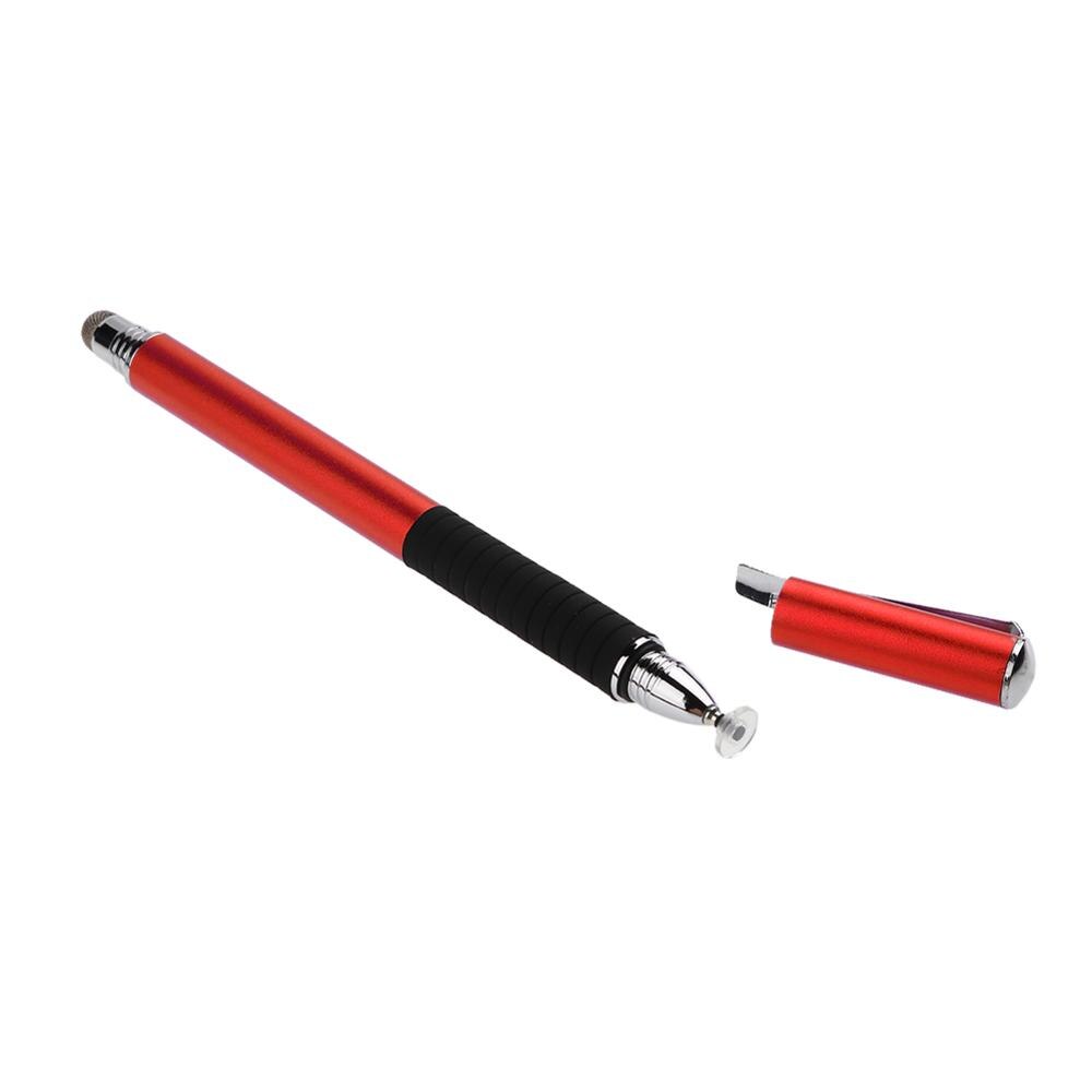 2 en 1 écran tactile capacitif dessin stylet stylo avec stylo chapeau Portable stylo pince pour iPhone téléphone intelligent tablette PC ordinateur: Rouge