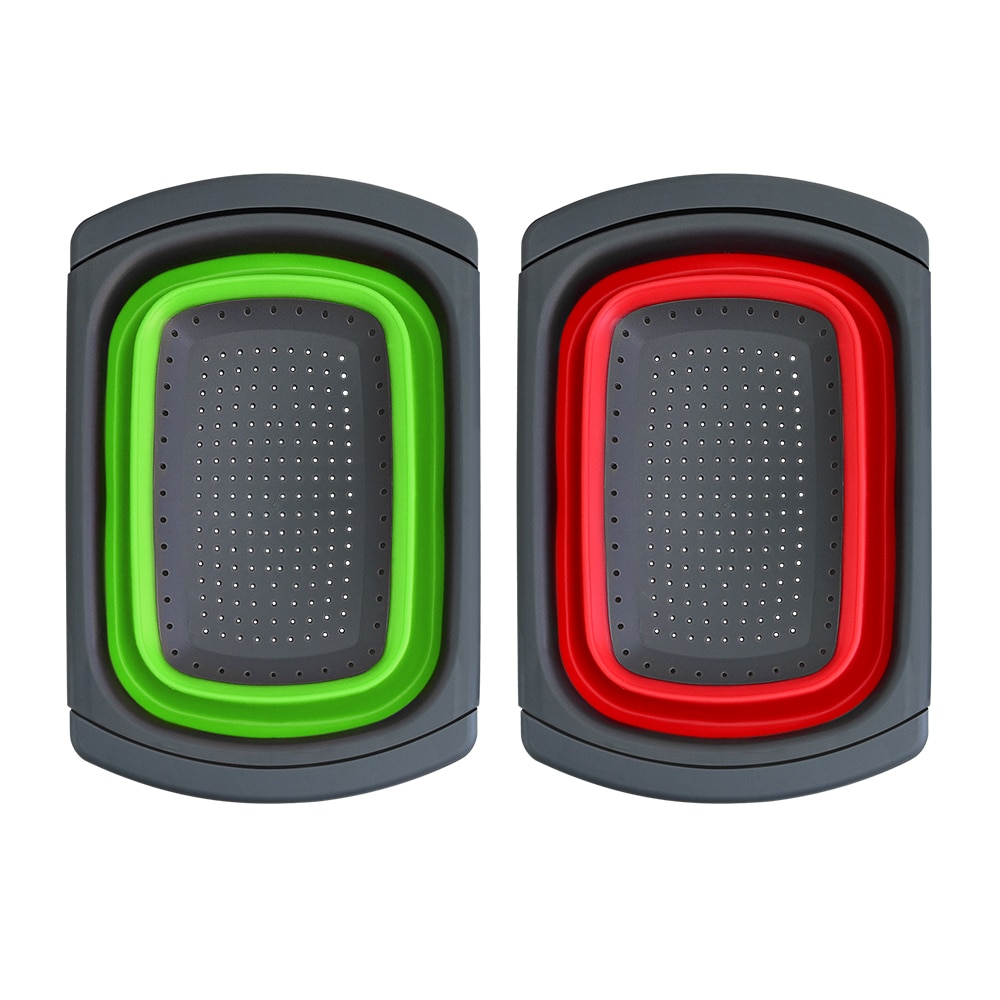 Square Silicone Collapsible Over The Sink Retractable Colander With Handle Kitchen Folding Strainer Bowls Drain water filter bas