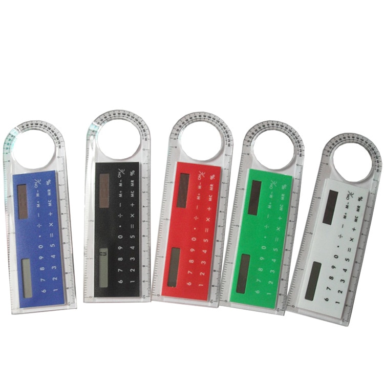 10cm mini ultra-cienki linijka kalkulator na baterię słoneczną lupa wielofunkcyjne Calculadora artykuły biurowe