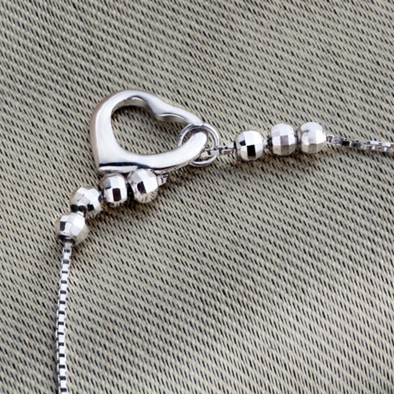 100% Echt Echte Pure Solid 925 Sterling Zilveren Enkelbandje Voor Vrouwen Strand Sieraden Hart Kralen Vrouwelijke Foot Chain Enkelband Band