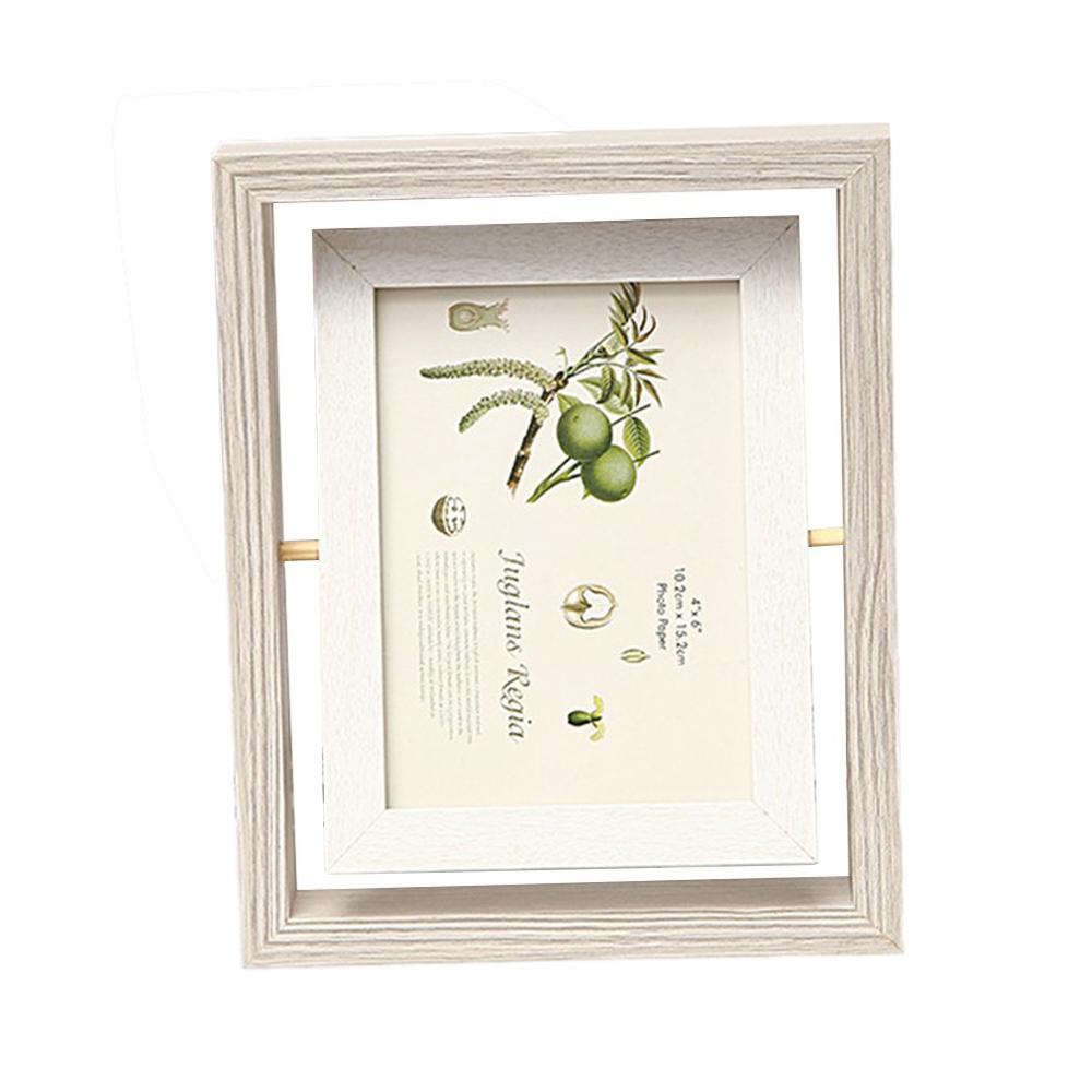 6/7Inch Double-Sided Rotatable Photo Frame Personality Simple Desk Mirror Frame Picture Frame Desktop Decoration: 6inch B