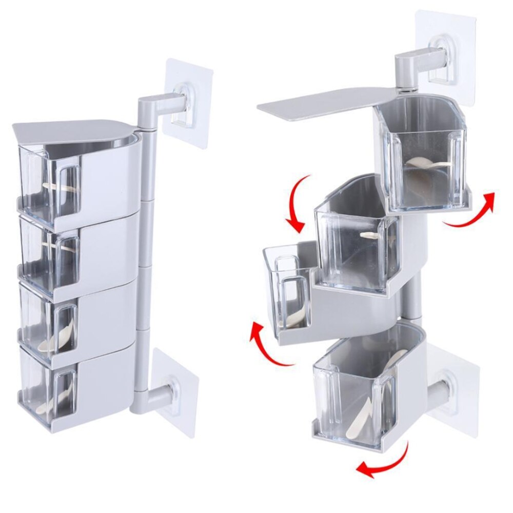 Kitchen Hanging Rotatable Seasoning Box Multi Layer Drawer Type Seasoning Box1