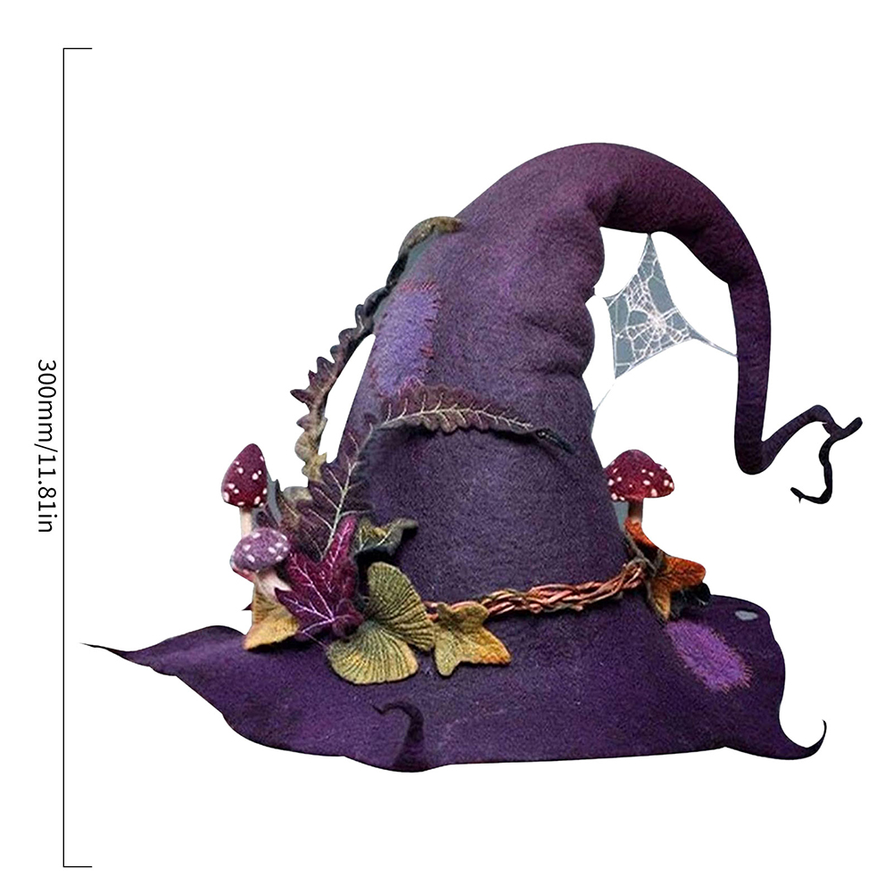 Sombrero de bruja de fieltro con flores hecho a mano, accesorios de cosplay para de Halloween, decoración exquisita: Style4