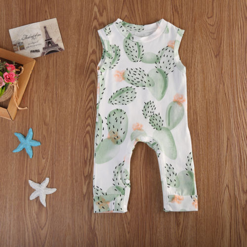 Baby Clothing Newborn Baby Kids Boys Girls cactus Romper Sleeveless Jumpsuit Cotton Outfit Set