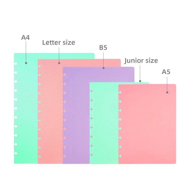 Couverture pour carnet de notes à feuilles mobiles, 2 feuilles, taille Multiple, trou en forme de champignon, coque de protection de Page intérieure, plastique PP couleur, fournitures de bureau