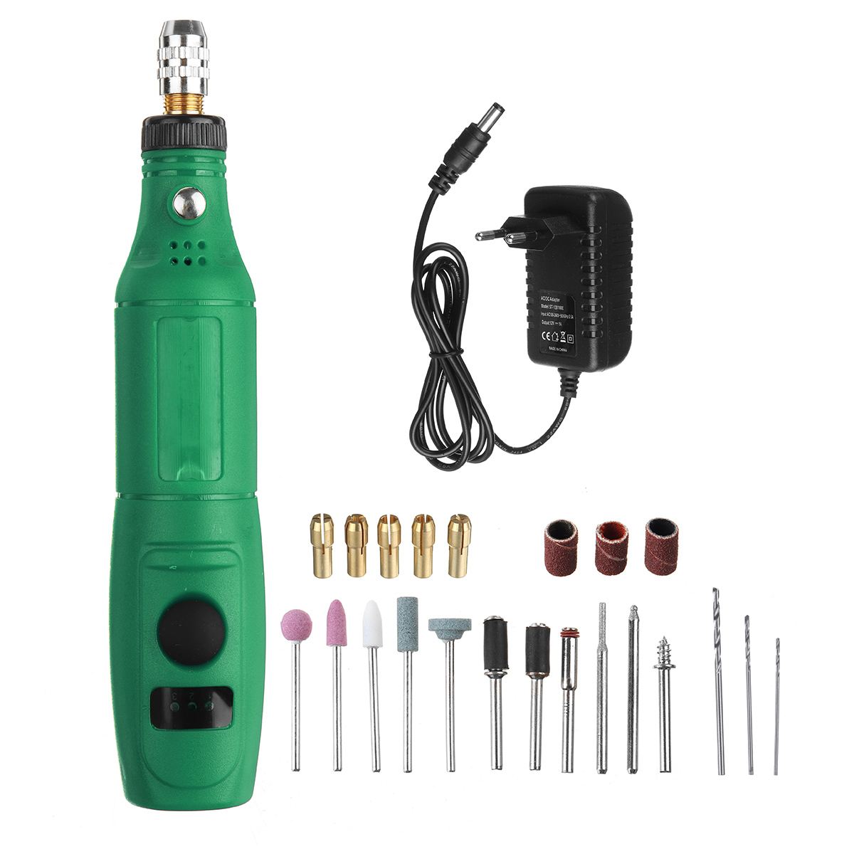 Mini Drill Electric Carving Pen 3 Variable Speed With Lighting Drill Rotary Tools Kits Engraver Pen For Grinding Polishing: US Green