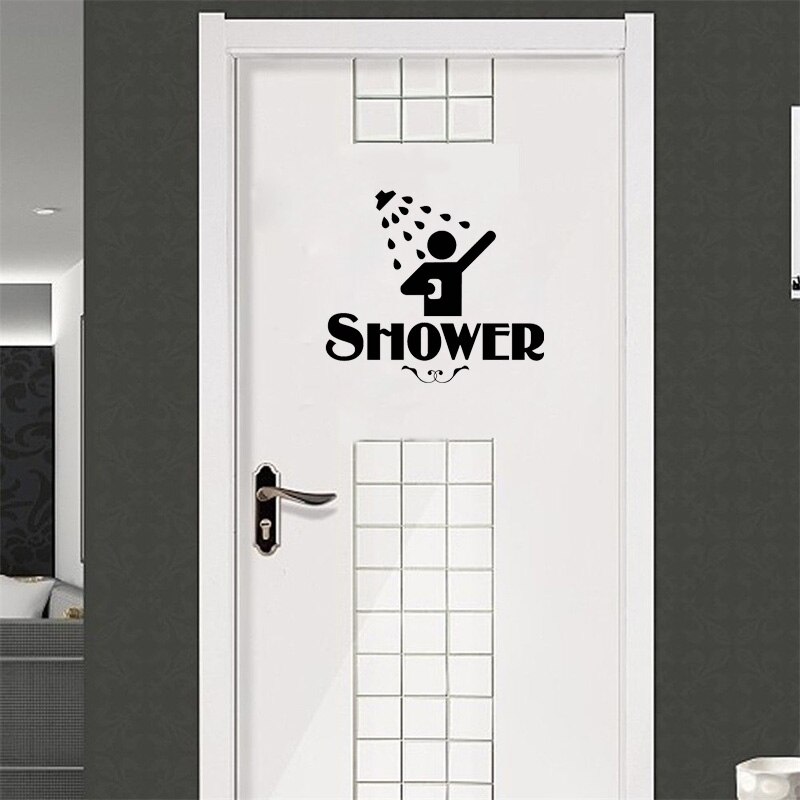 Personality Restroom Shower vinyl Sticker door Water Bathroom Sign Funny Home Decoration Decal Vinyl Sticker A2201: Default Title