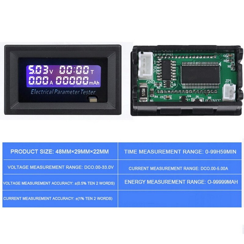 LCD multi function meter voltage, current, time and energy detection Digital Time Energy Meter Multifunctional Tester