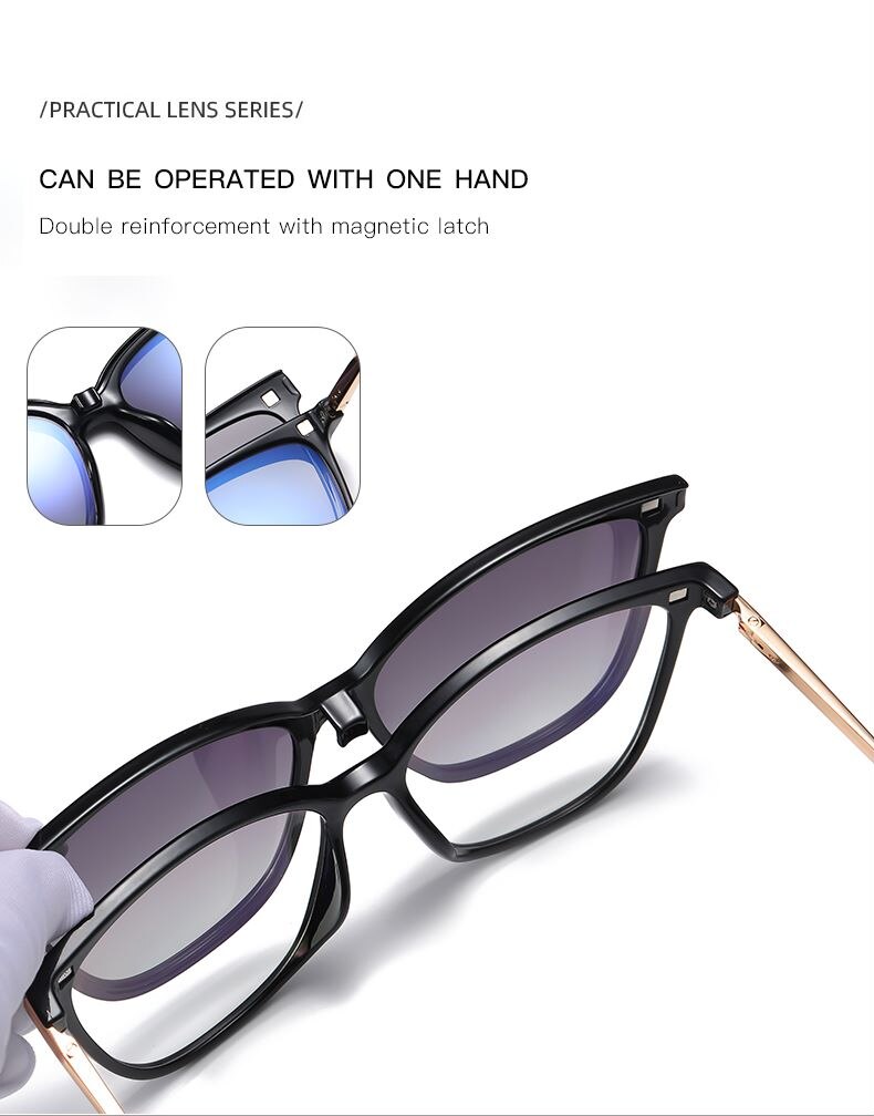 Gafas de sol polarizadas para mujer, montura con Clip magnético, graduadas para miopía, nuevas