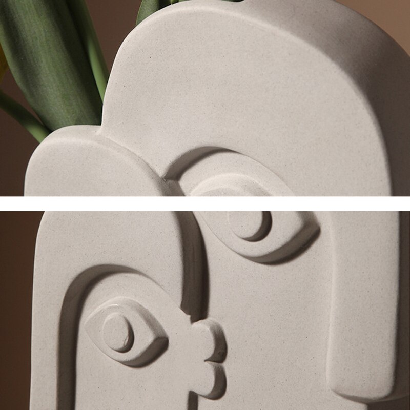 Nordisk keramik ansigtsvase enkel dekoration soveværelsesindretning stue veranda blomsterarrangement boligdekoration kunstvase