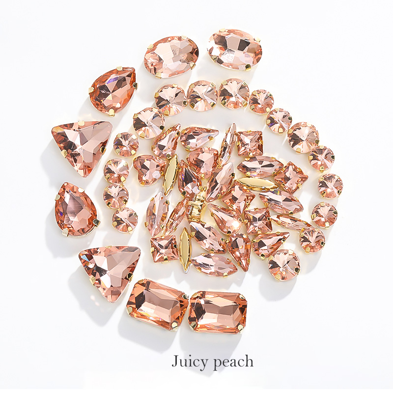 Astrobox Fancy 50 Stuks Gemengde Vorm Met Klauw Naai Rhinestone Crystal Voor Kleding &amp; Accessoires Glas Steen Diy Sieraden maken: Juicy peach