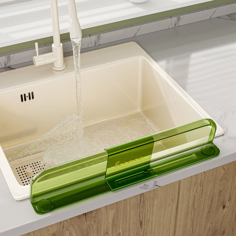 Stretchable Sink Water Splash Guard Oil-Proof Self-adhesive Bottom Kitchen Waterproof Screen Removable Heighten Anti-water Board