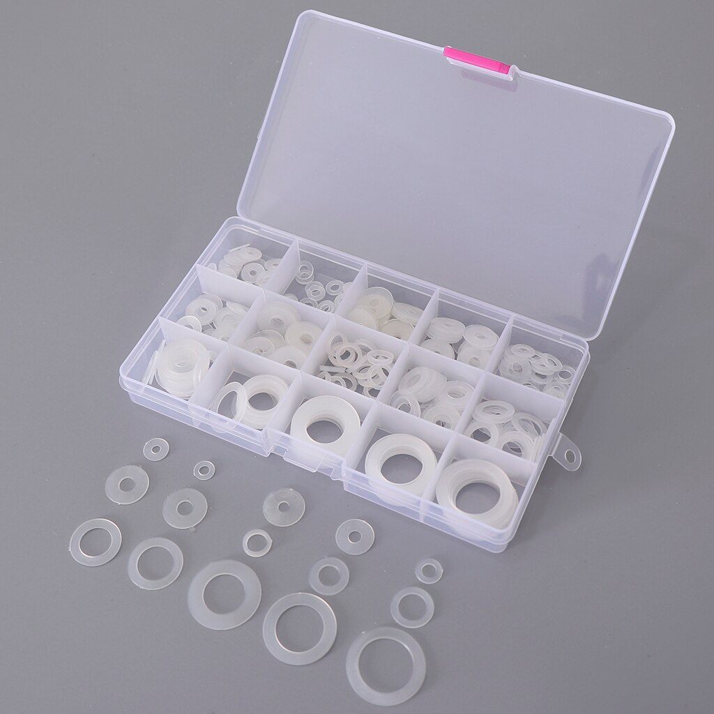 250 stk hvid nylon o ring skivetætninger pakning sortiment kit til bilbåd