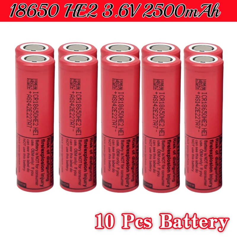 18650 HE2 Akumulator 3,6 V 2500 mAh ICR18650-HE2, używany do różnych produktów elektronicznych, zabawek Z ładowarką USB: Beżowy