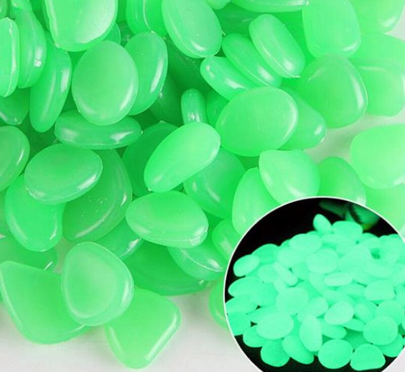 100pcs Luminous Stone Fluorescent Gravel Pebbles Aquarium Fish Tank Garden Decoration in the Dark Glowing Stones: 100pcs Green