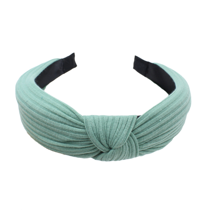 Gebreide Geknoopte Effen Brede Hoofdbanden Vrouwen Meisjes Mode Haar Hoepel Eenvoudige Cross Knoop Haarbanden Hoofddeksels Haaraccessoires: Cyaan