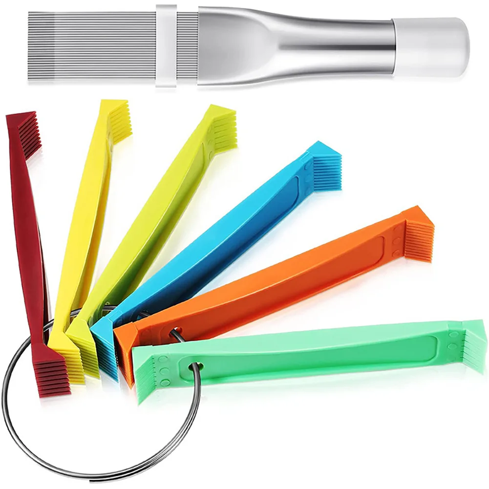 impostato di pettini per alette del condensatore del radiatore dell'auto universale impostato di piastre per bobine del condizionatore d'aria strumento per la pulizia delle mani riparazione del sistema di raffreddamento automatico: Rosso, tono argento