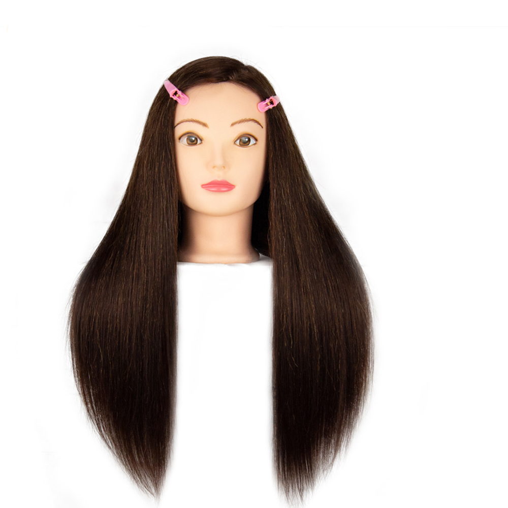 85%Real Hair Doll Head For Hairstyle Training Head Kit Mannequin Head Styling To Practice Curl Iron Straighten: Beige