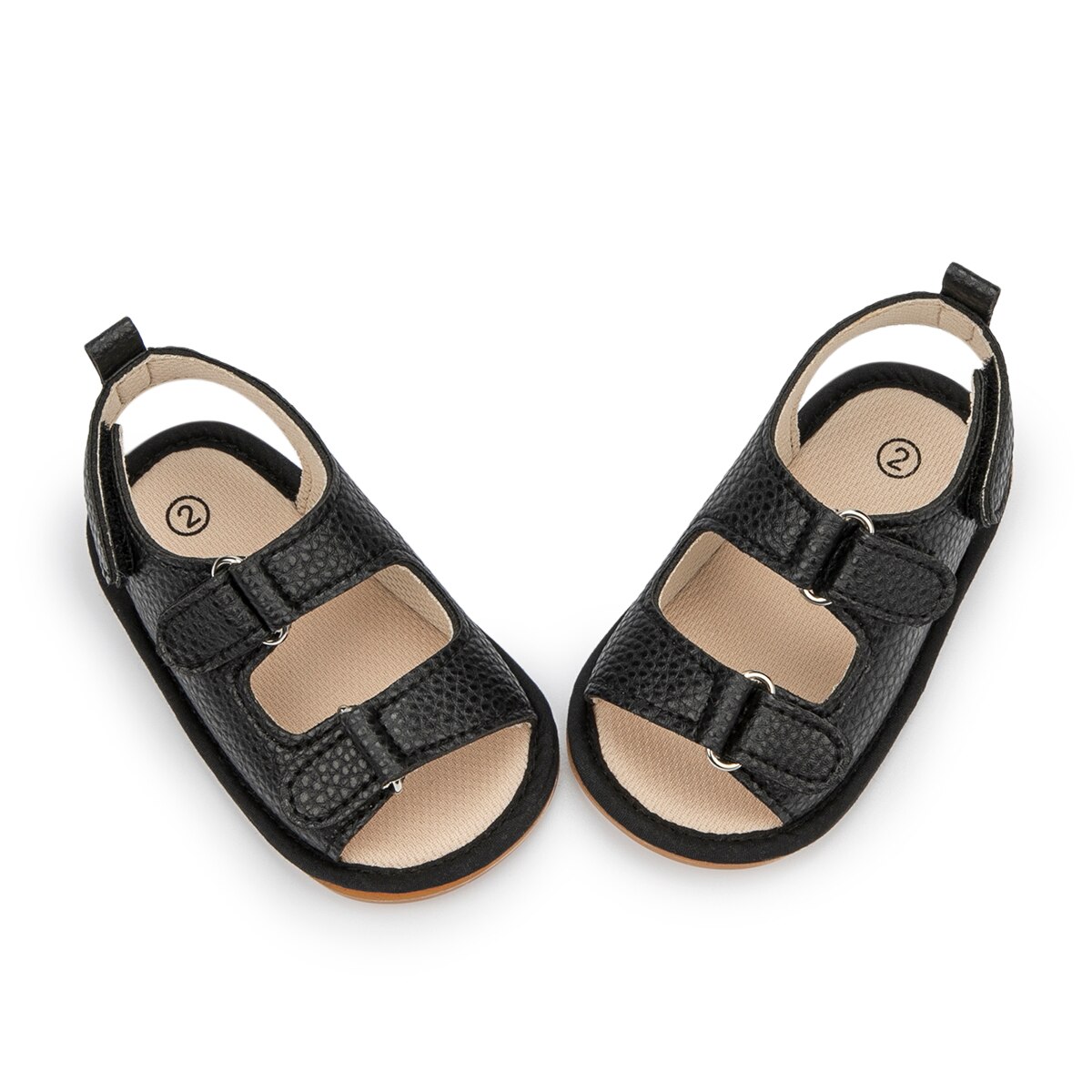 Sandales antidérapantes en toile PU pour bébé, baskets d'été à la pour garçon de 0 à 18 mois,: Black / 13-18 mois
