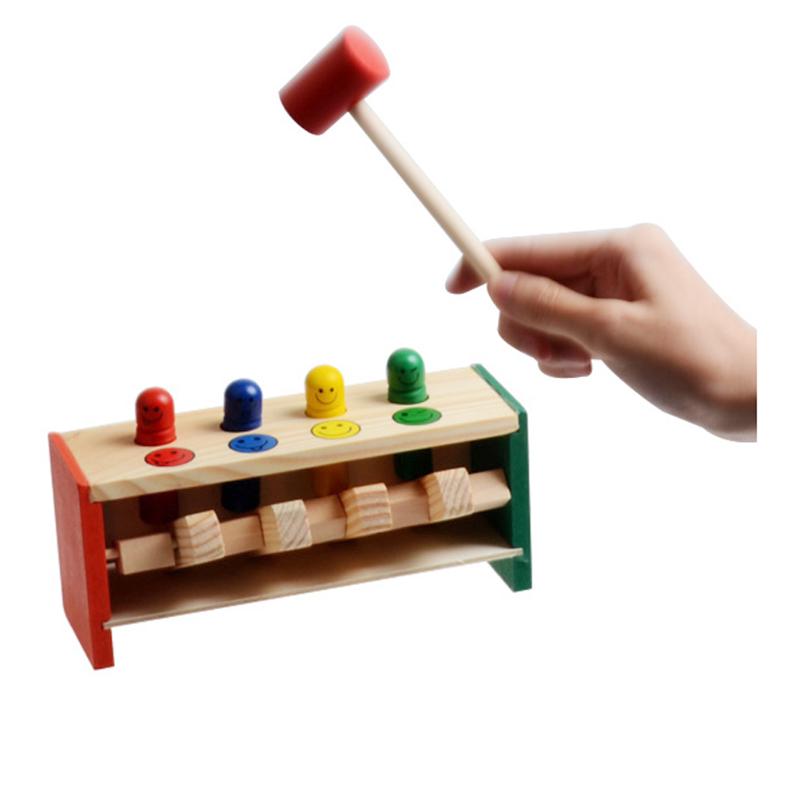 Martillo de juguete de madera para bebé + caja de martillo para niños pequeños rompecabezas educativos de juguete para niños Juego de madera banco de martillos juguetes para niños