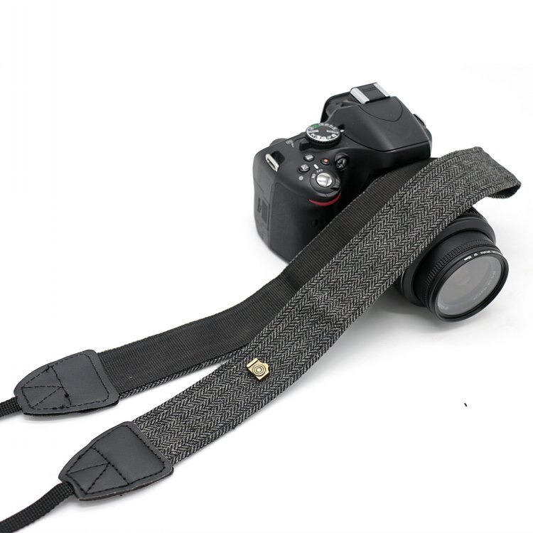 Correa de hombro para cámara, soporte Universal ajustable de algodón y cuero, para Canon, Sony, Nikon, DSLR: Gris oscuro