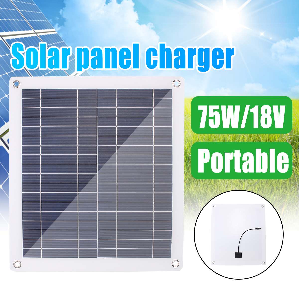 Painel solar duplo 18v 75w com dupla saída usb, células fotovoltaicas de 10/20/30 com controlador para carro carregador de bateria de barco para iate: 70W Solar Panel Only