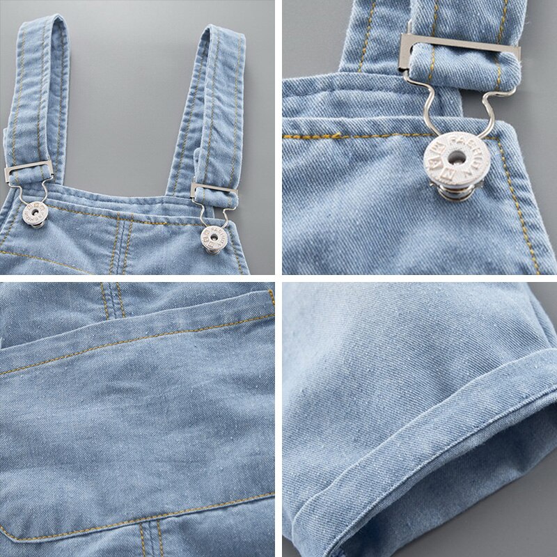 Toddlers Baby Boys Girls Suspender Pants Children Cotton Elastic Denim Pants Overalls Trouserss